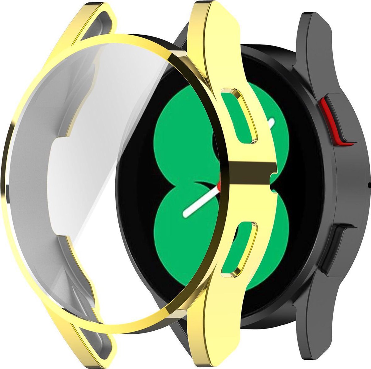 YONO Full Cover Bumper geschikt voor Samsung Galaxy Watch 4 44mm - Siliconen Case Screenprotector Hoesje - Goud