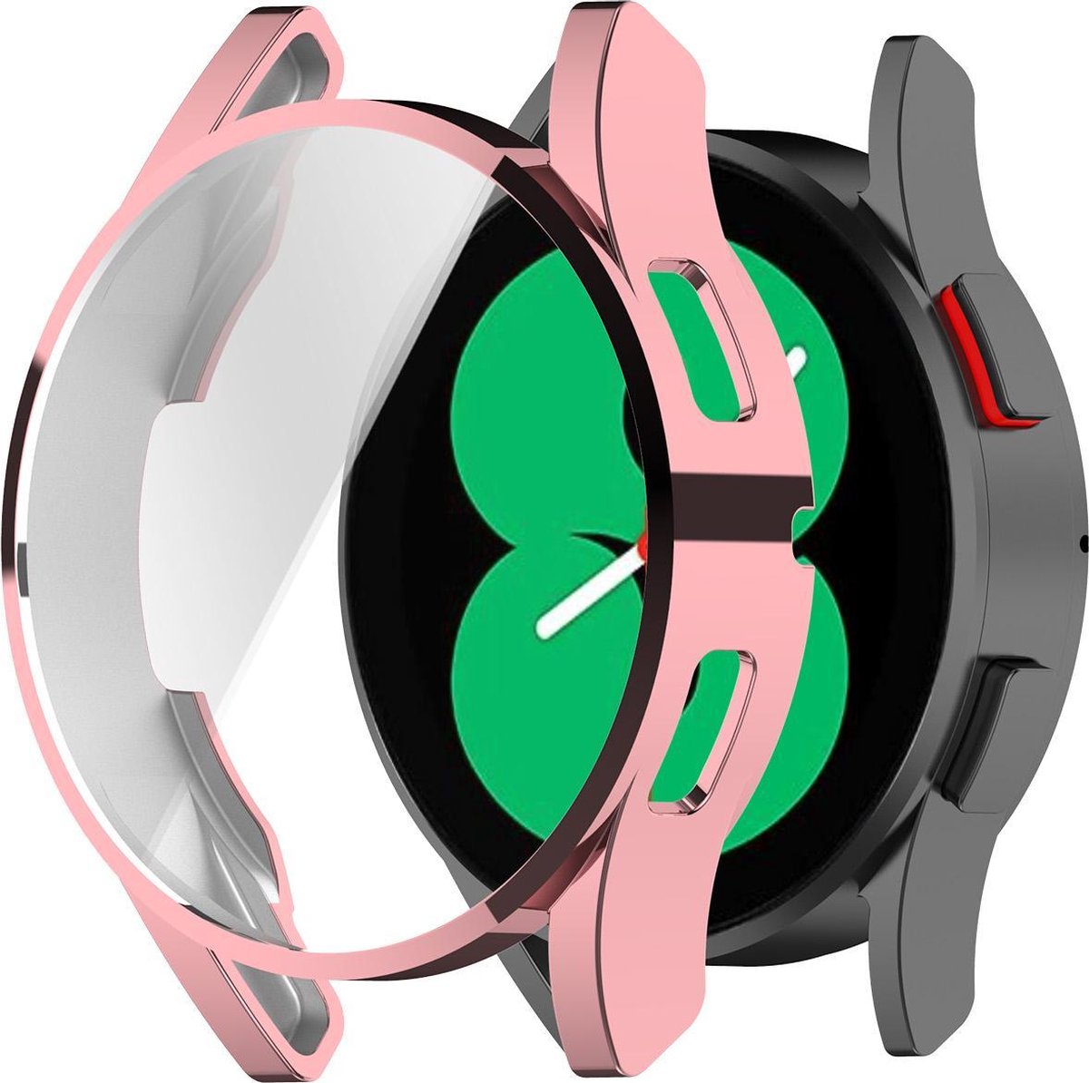 YONO Full Cover Bumper geschikt voor Samsung Galaxy Watch 4 40mm - Siliconen Case Screenprotector Hoesje - Roze