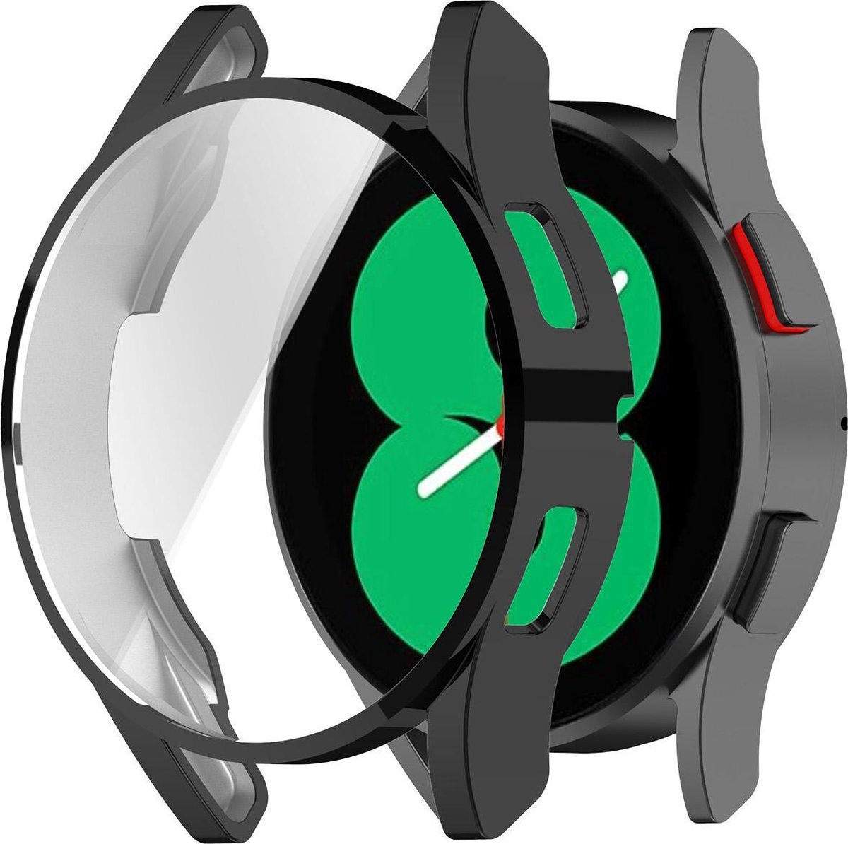 YONO Full Cover Bumper geschikt voor Samsung Galaxy Watch 4 44mm - Siliconen Case Screenprotector Hoesje - Zwart