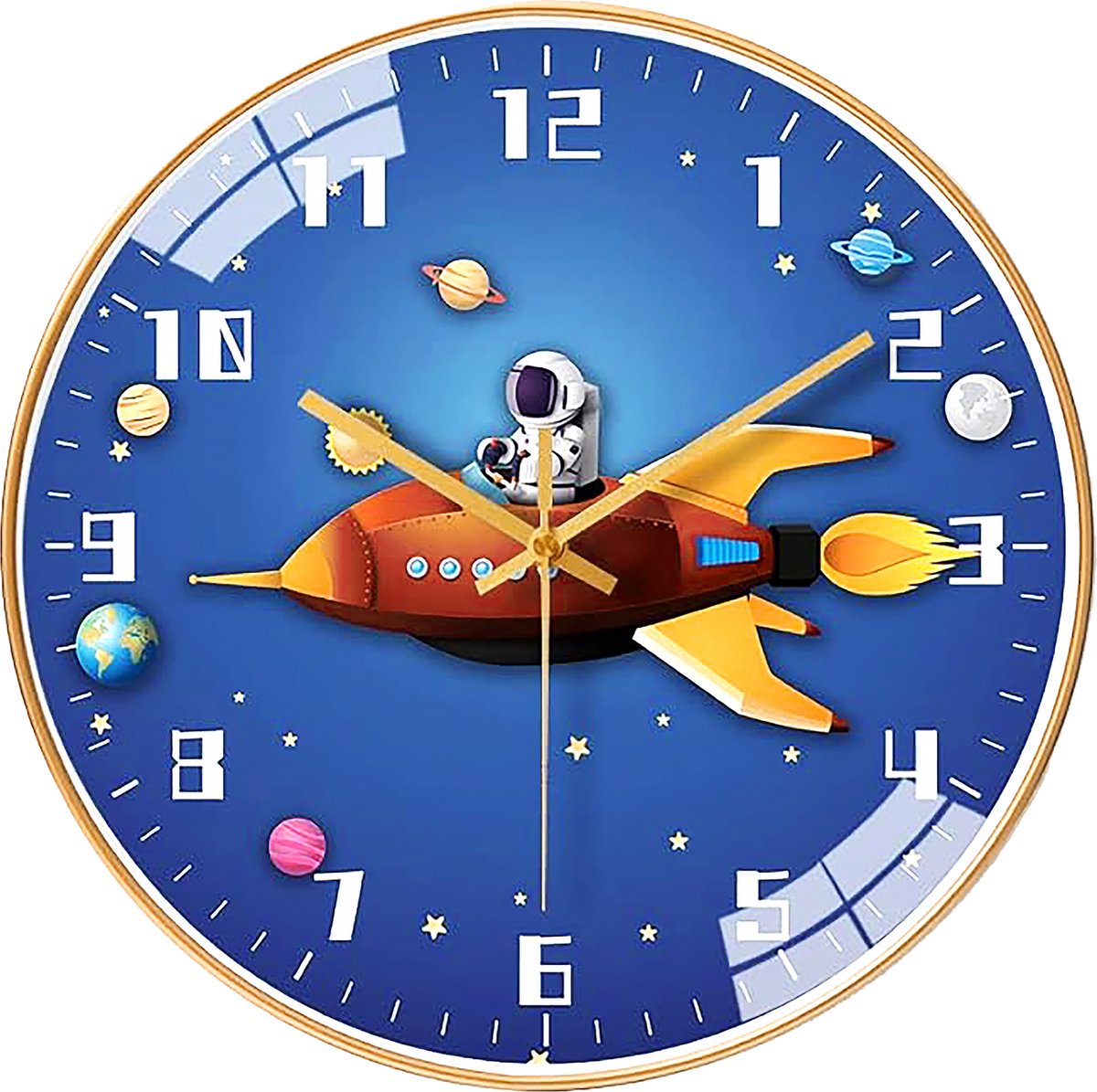 YONO Wandklok voor Kinderen - Stille Klok - 30,5 cm - Raket