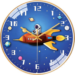 YONO Wandklok voor Kinderen - Stille Klok - 30,5 cm - Raket