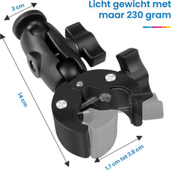 YONO Buisklem geschikt voor GoPro en Action Camera - Roll Bar Mount - Super Clamp - Zwart