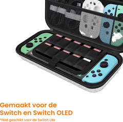 YONO Glitter Case geschikt voor Nintendo Switch / Switch OLED - Opbergtasje Hoesje - Beschermhoes - Zilver