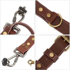 YONO Lederen Camera Harnas voor Systeemcamera - Dual Strap Camera Riem - Geschikt voor DSLR Canon / Nikon / Sony - Leer Bruin