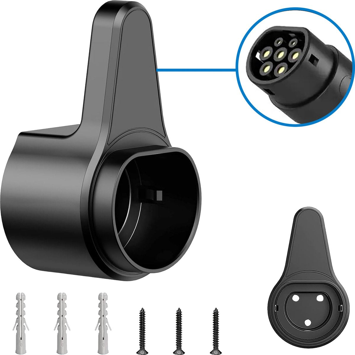 YONO Houder voor Oplaadkabel Elektrische Auto - Muur Bevestiging Oplader Type 2 - Zwart