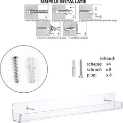 YONO Nagellak Display - Wand Rek Houder en Organizer - Gel Polish Opbergen - Transparant - 4 Stuks