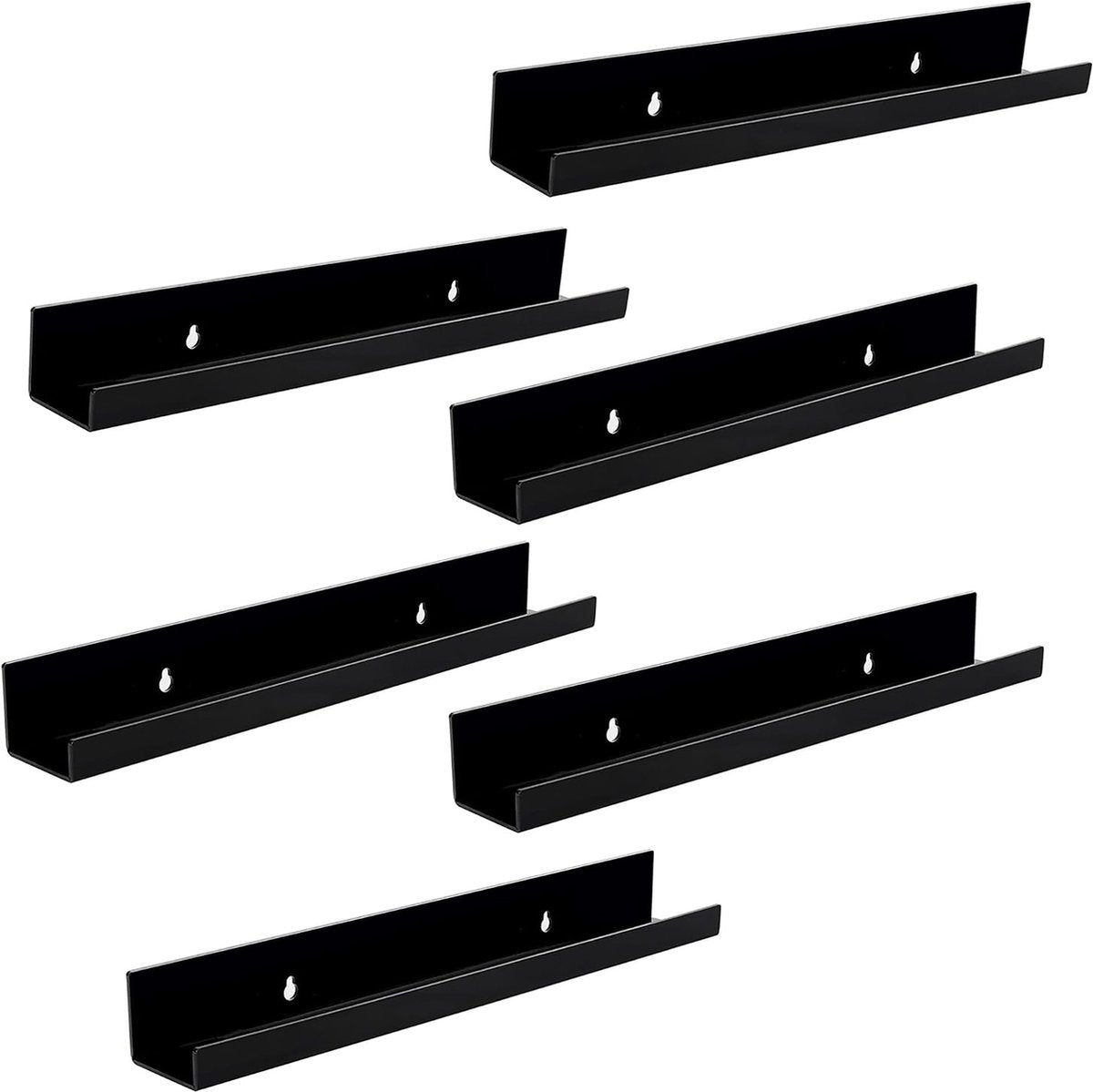 YONO LP Houder aan de Muur XL - Premium Display en Opbergsysteem - Platenhouder - Platenrek - Vinyl Houder - 6 Stuks - Zwart