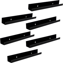 YONO LP Houder aan de Muur XL - Premium Display en Opbergsysteem - Platenhouder - Platenrek - Vinyl Houder - 6 Stuks - Zwart