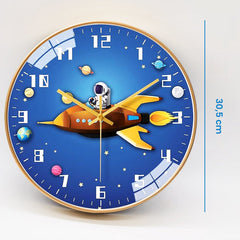 YONO Wandklok voor Kinderen - Stille Klok - 30,5 cm - Raket