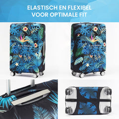 YONO Kofferhoes Elastisch - Wasbare Koffer Beschermhoes - M - Tropical Blue