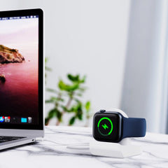 YONO Stand Houder geschikt voor Apple Watch Oplader - Siliconen Dock Standaard – Wit