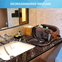 YONO Reis Toilettas Heren - PU Leer - XL - Bruin