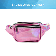 YONO Fanny Pack Holografisch - Heuptasje geschikt voor Festival / Reizen - Telefoontasje Crossbody - Buideltasje voor Dames en Heren - Roze