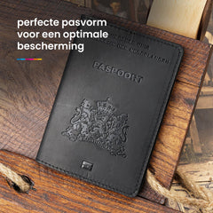 YONO Paspoort Hoesje Nederland Leer - Houder Cover Mapje - Zwart