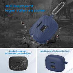 YONO Soft Case geschikt voor JBL Tune 230 NC TWS / T230NC - Hoesje met Clip - Donkerblauw