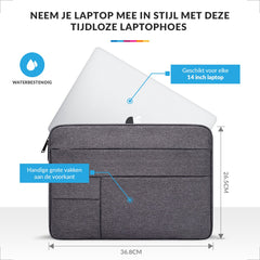 YONO Laptophoes 14 Inch – Laptop Sleeve – Waterafstotende Laptoptas Case - Donkergrijs