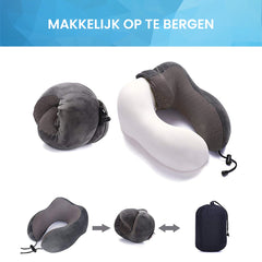 YONO Premium Nekkussen Set - Reiskussen Vliegtuig en Auto - Traagschuim Memory Foam - Inclusief Slaapmasker en Oordopjes Slapen - Donkergrijs