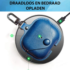 YONO Hoesje geschikt voor Airpods Pro 1 / 2 - Leer met Clip - Blauw