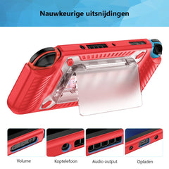 YONO Grip Case geschikt voor Nintendo Switch OLED - Ergonomische Console Hoesje met Game Card Opberging en Standaard - Beschermhoes Accessoires - Rood