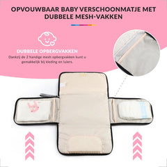 Baby Verschoonmatje met Luieretui voor Onderweg - Verschoningsmatje Opvouwbaar - Verzorgingsmatje - Roze