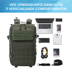 YONO Tactical Backpack Militaire Rugzak - Tactische Wandelrugzak Leger - 45L - Donkergroen