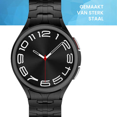 YONO Stalen Vlinder Bandje 20mm - Horlogebandje geschikt voor Samsung Galaxy Watch 7/6/5/4 (40/43/44/47mm Classic & Pro) - Zwart