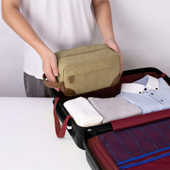 YONO Toilettas Heren - Travel Organizer Etui - Oxford Stof - Lichtbruin