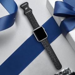 YONO Leopard Bandje geschikt voor Apple Watch - 45/44/42 mm - Siliconen Armband - Zwart