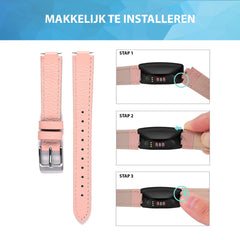 YONO Leer Bandje geschikt voor Fitbit Inspire 3 - Vervangende Lederen Armband - Lichtroze