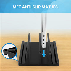 YONO ABS Laptop Standaard Verticaal XL – Verticale Houder voor Bureau / Tablet / Telefoon / Macbook - Zwart