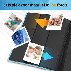YONO Fotoalbum 360 voor Instant Camera Fotopapier - Fotoboek Geschikt voor Fujifilm Instax Mini 12 / 11 / 9 / 8 / 7s / 25 / 90 / Link / SP-2 / Liplay - Film Polaroid - Kodak - Square en Meer - Blauw