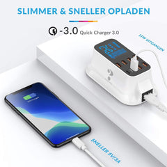 USB Lader met Voeding - Super Oplader - 3.0 Quick Charge - Hub - 8 Poorten met Stekker