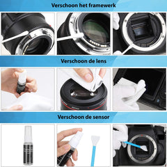 YONO Professionele Camera Schoonmaakset - Cleaning Kit - Lens en Sensor Reiniging Set - Lenspen - Blaasbalg - Microvezeldoekjes - Swabs - 18in1