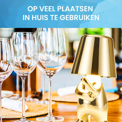 YONO Decoratieve Tafellamp Oplaadbaar - Nachtlampje Slaapkamer - Bureaulamp Woonkamer - Woondecoratie Beelden en Figuren - Wanneer - Goud