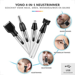 YONO Neustrimmer Multifunctioneel 4 in 1 - Wenkbrauw Trimmer - Oortrimmer - Oplaadbaar - Mannen en Vrouwen