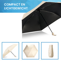 YONO Mini Paraplu Opvouwbaar - Kleine Zak Regenscherm - Zonneparaplu UV Bescherming - Beige