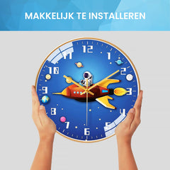 YONO Wandklok voor Kinderen - Stille Klok - 30,5 cm - Raket