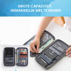 YONO Reis Portemonnee met Paspoort Houder - Documenten Organizer Hoesje - Kaarthouder Pasjes Tasje - Grijs