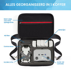 YONO Koffer geschikt voor DJI Mini 4 Pro - Hard Case - Opberghoes - Tas voor Drone en Accessoires - Zwart