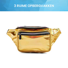 YONO Fanny Pack Holografisch - Heuptasje geschikt voor Festival / Reizen - Telefoontasje Crossbody - Buideltasje voor Dames en Heren - Goud