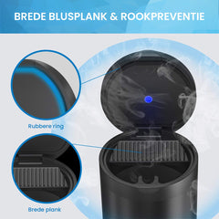 YONO Auto Asbak met LED Verlichting - Asbak met Deksel geschikt voor Bekerhouder - Zwart