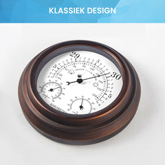 YONO Barometer voor Binnen - Klassiek Weerstation met Hygrometer en Thermometer - Houtlook