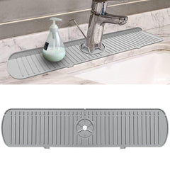 YONO Siliconen Kraanmat - Afdruipmat Organizer - Aanrechtmat voor Kraan - 45 x 15cm - Grijs