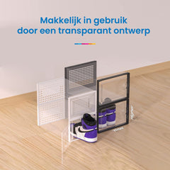 YONO Sneakerbox Set van 6 - Schoenen Opbergsysteem - Schoenenbox Organizer - Schoenenrek met Deur - Transparant - 6 Stuks