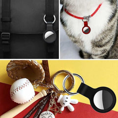 Sleutelhanger Geschikt voor Apple AirTag - Hoesje - Beschermhoesje - Hanger - Case - Houder - Zwart - 2-Pack