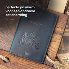 YONO Paspoort Hoesje Nederland Leer - Houder Cover Mapje - Donkerblauw