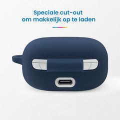 YONO Soft Case geschikt voor JBL Live Pro 2 TWS - Hoesje met Clip - Donkerblauw