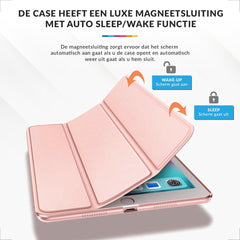 YONO Hoes geschikt voor iPad 2017 / 2018 - Air 1 / 2 - 9.7 Inch - Flip Case - Tri Fold Tablet Hoesje – Rose Gold