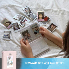 YONO Accessoires Set XL geschikt voor Fujifilm Instax Mini 12 - Camera Tas met Draagriem - Hoesje en Fotoalbum - Fotolijstjes - Filters - Stickers - Bloesem Roze