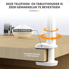 YONO Tablet Houder Flexibel - Smartphone Standaard Universeel - Statief geschikt voor Bureau Tafel en Bed - iPad - Telefoon - GSM - Wit